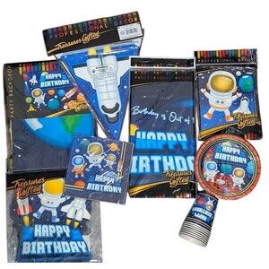 Outer Space Ship Galaxy Astronaut Birthday Party Decorations Tableware Supplies